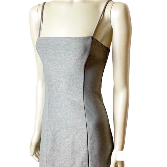 Reformation Sleeveless Mini Dress M Silver Metallic Bodycon Sheath Party Glam - Picture 2 of 13